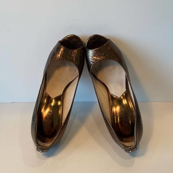 MICHAEL Michael Kors Women Brown Leather Fish Scale Pump Shoes US 8.5M - Picture 6 of 9